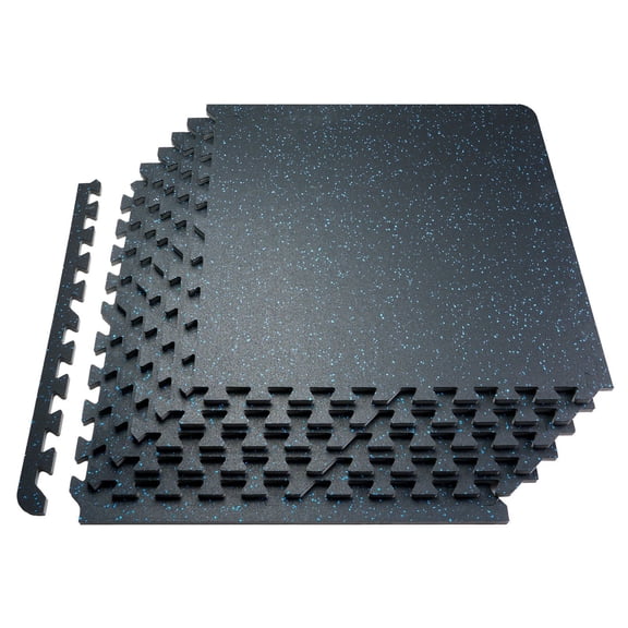 0.56" Thick Gym Floor Mats, 12-Pack 25"x25" Rubber & EVA Foam Tiles, 48 Sq.ft Interlocking Flooring.