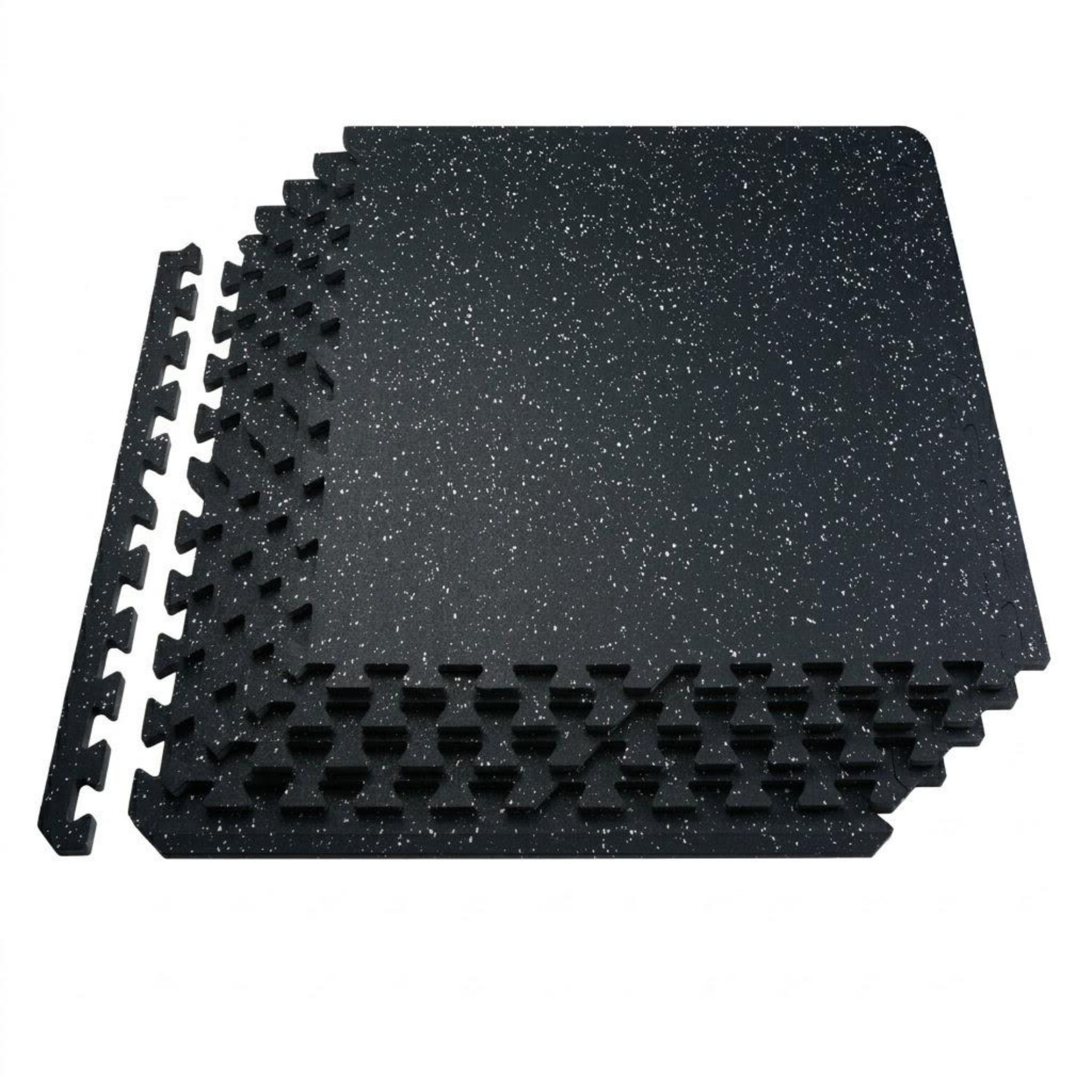 0.56" Thick Gym Floor Mats, 25 Tiles Rubber Top & EVA Foam, 25" x 25" Interlocking Puzzle Mats, 100 sq.ft Coverage for Gym, Home, Garage, Black & White