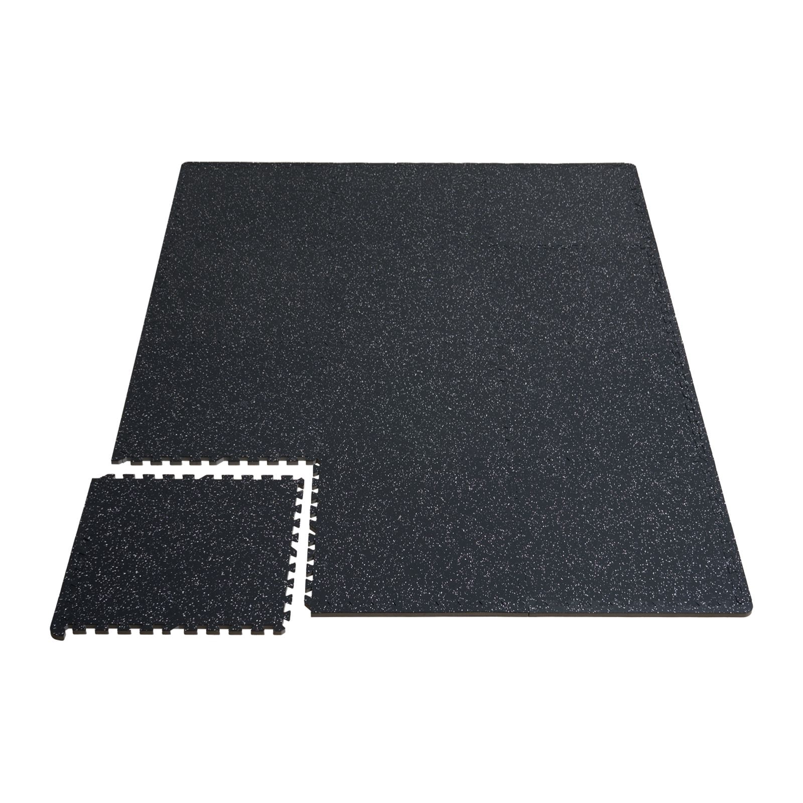 0.56" Thick Interlocking Gym Floor Mats, 25 Tiles (25"x25") Rubber Top/EVA Foam, 100sqft for Home Garage, Black/White