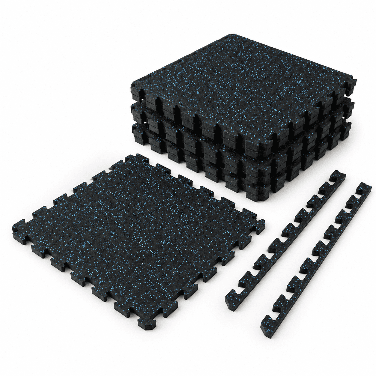 0.56in Thick 48 Sq Ft Exercise Mats 12 Tiles Upgraded Rubber Top With ...