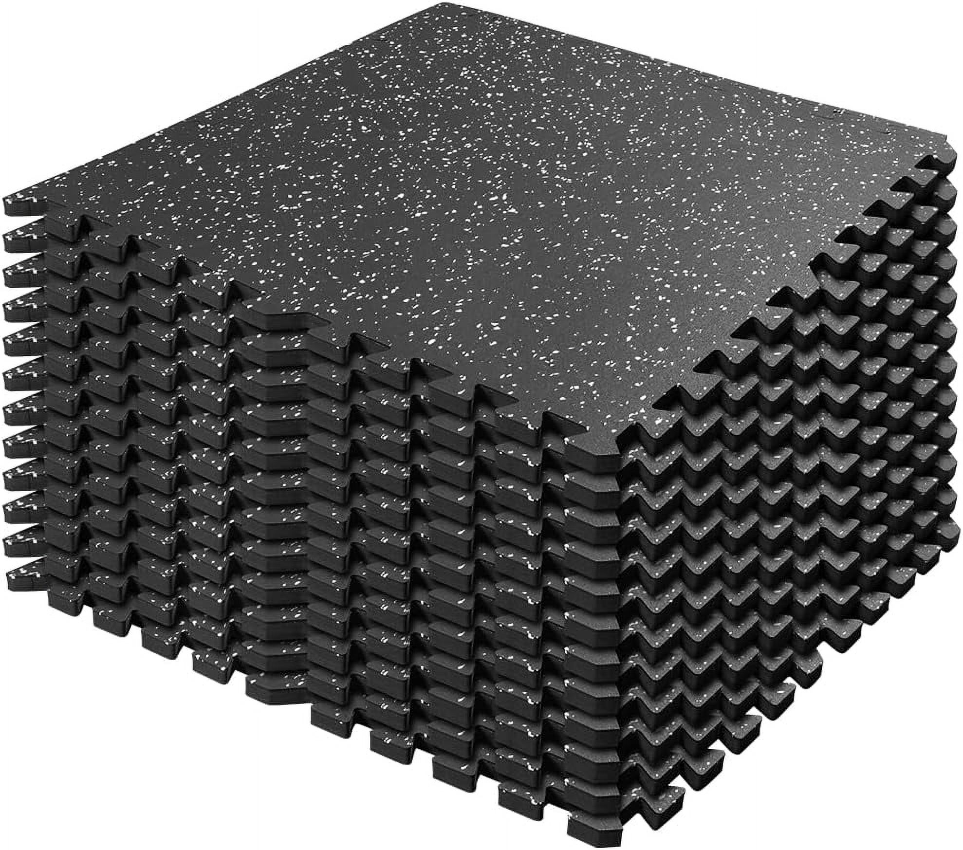 0.8in Thick 24 Sq Ft Gym Flooring For Home Gym, 6 Tiles Workout Exercise Equipment Mats Rubber Top Eva Foam Interlocking Puzzle Floor Tiles Fitness Room P