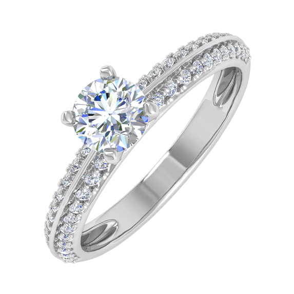 0.57 Carat Prong Set Diamond Engagement Ring Band in 14K White Gold (Ring Size 4.25)