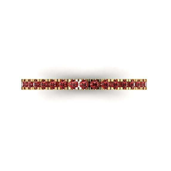 0.57 ct Brilliant Round Cut Natural Garnet 14k Yellow Gold Stackable Band SZ 7.25