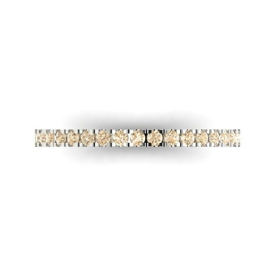 0.57 ct Brilliant Round Cut Natural Morganite 14k White Gold Stackable Band SZ 7.25
