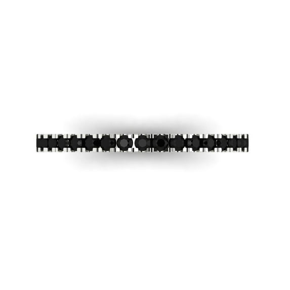 0.57 ct Brilliant Round Cut Natural Onyx 14k White Gold Stackable Band SZ 5.25