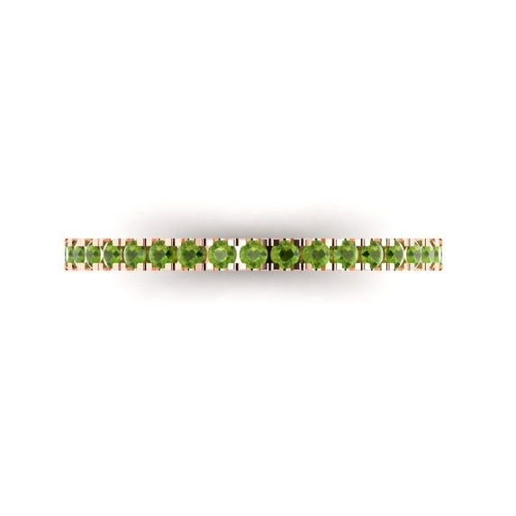 0.57 ct Brilliant Round Cut Natural Peridot 18K Rose Gold Stackable Band SZ 6.25