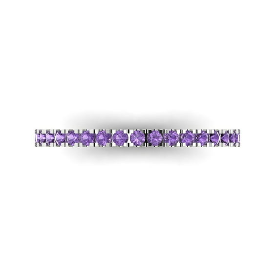 0.57 ct Brilliant Round Cut Simulated Alexandrite 14k White Gold Stackable Band SZ 7.5