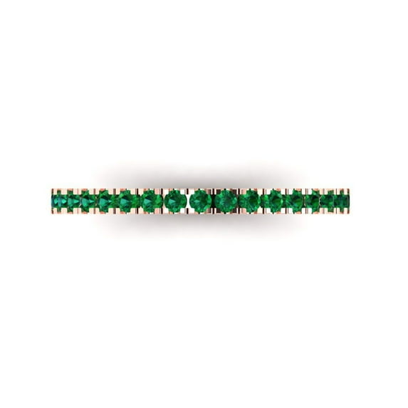 0.57 ct Brilliant Round Cut Simulated Emerald 18K Rose Gold Stackable Band SZ 4