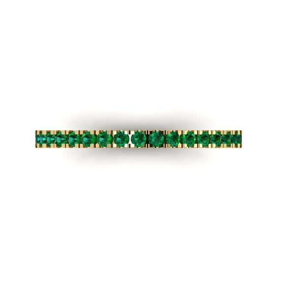 0.57 ct Brilliant Round Cut Simulated Emerald 18K Yellow Gold Stackable Band SZ 7.5