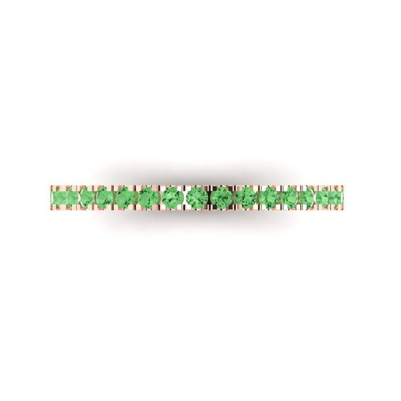 0.57 ct Brilliant Round Cut Simulated Green Diamond 18K Rose Gold Stackable Band SZ 10.5