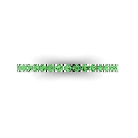 0.57 ct Brilliant Round Cut Simulated Green Diamond 18K White Gold Stackable Band SZ 9.75