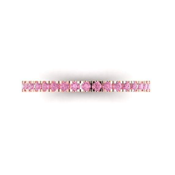 0.57 ct Brilliant Round Cut Simulated Pink Diamond 14k Rose Gold Stackable Band SZ 4.75