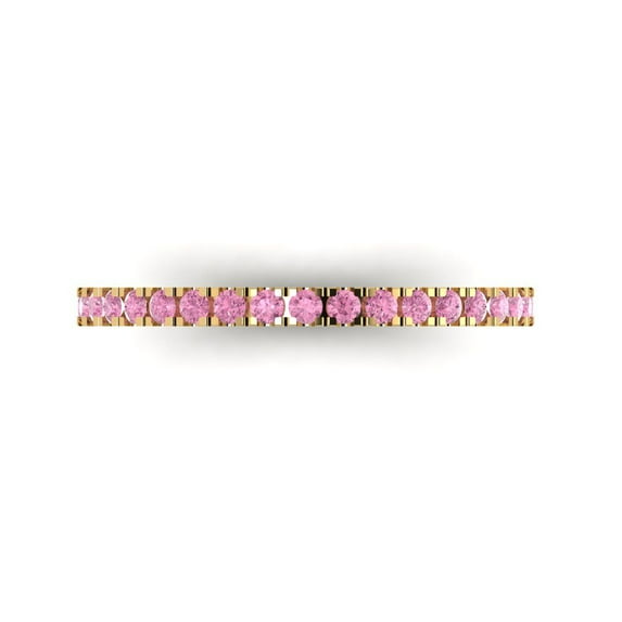 0.57 ct Brilliant Round Cut Simulated Pink Diamond 14k Yellow Gold Stackable Band SZ 4.5
