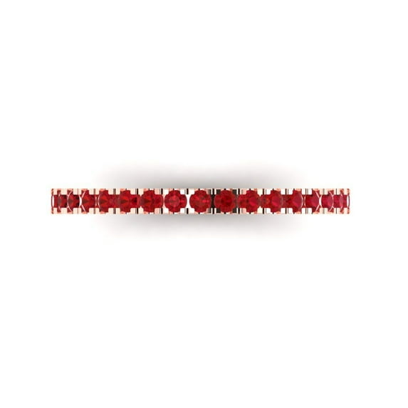 0.57 ct Brilliant Round Cut Simulated Pink Tourmaline 18K Rose Gold Stackable Band SZ 4.75