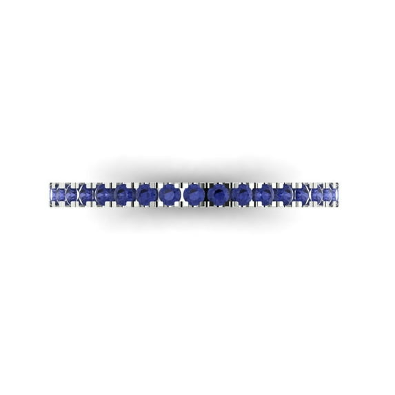 0.57 ct Brilliant Round Cut Simulated Tanzanite 14k White Gold Stackable Band SZ 8.5