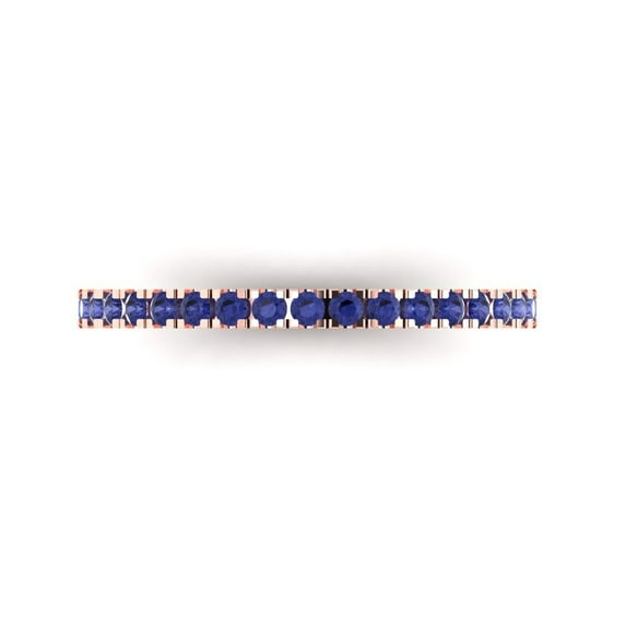 0.57 ct Brilliant Round Cut Simulated Tanzanite 18K Rose Gold Stackable Band SZ 5.75