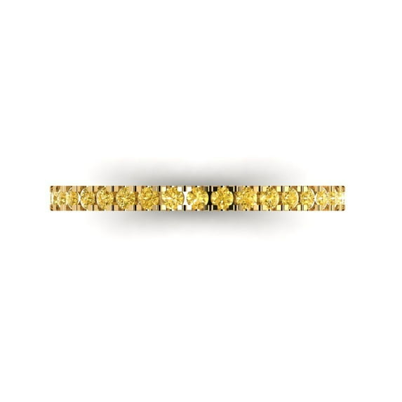 0.57 ct Brilliant Round Cut Simulated Yellow Diamond 18K Yellow Gold Stackable Band SZ 11