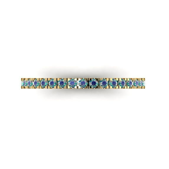 0.57 ct Brilliant Round Cut Synthetic Moissanite 14k Yellow Gold Stackable Band SZ 8.5