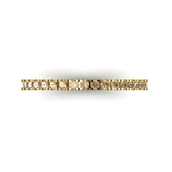 0.57 ct Brilliant Round Cut Synthetic Yellow Moissanite 18K Yellow Gold Stackable Band SZ 11