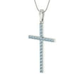 thumbnail image 1 of 0.575 cctw Aquamarine White Gold Plated Pendant with 16" Box Chain (1.8mm, Round Cut), 1 of 6