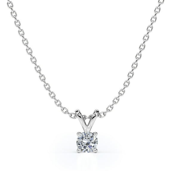 0.58 Carat Round Cut Diamond Brilliant Pendant Necklace - 18K White Gold Plating Over Silver