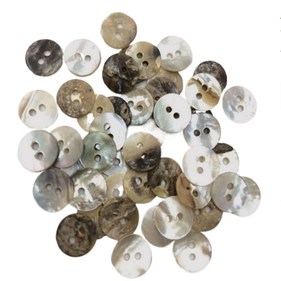 0.59 Inches Natural Mother of Pearl Shell Buttons, Round 2-Hole Iridescent MOP Buttons for Sewing DIY Crafting Clothing Embellishments Scrapbooking, 50pcs, Multicolor