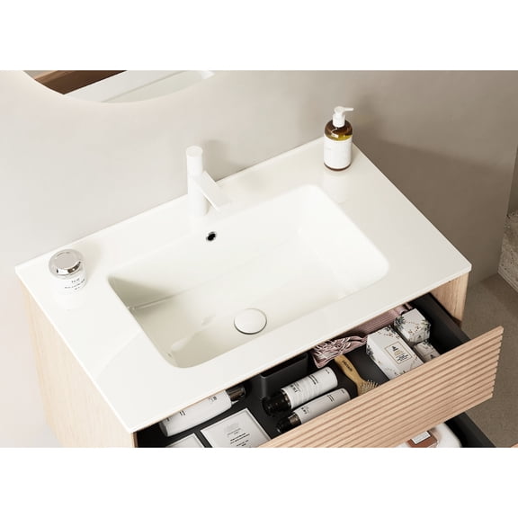 0.59 - inch High Premium Ceramic Sink | In Bathroom Setting, Smooth and No Dead Corners | Simple Maintenance Required