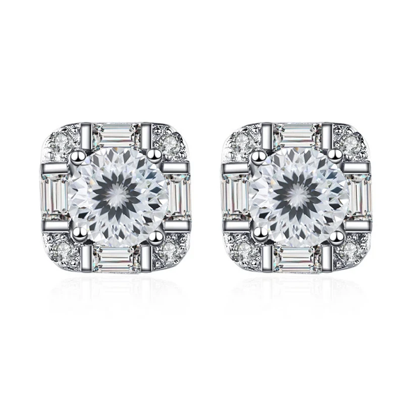 0.5Ct*2Pcs D Color Moissanite Stud Earrings For Women Solid 925 Sterling Silver Jewelry Daily Wear