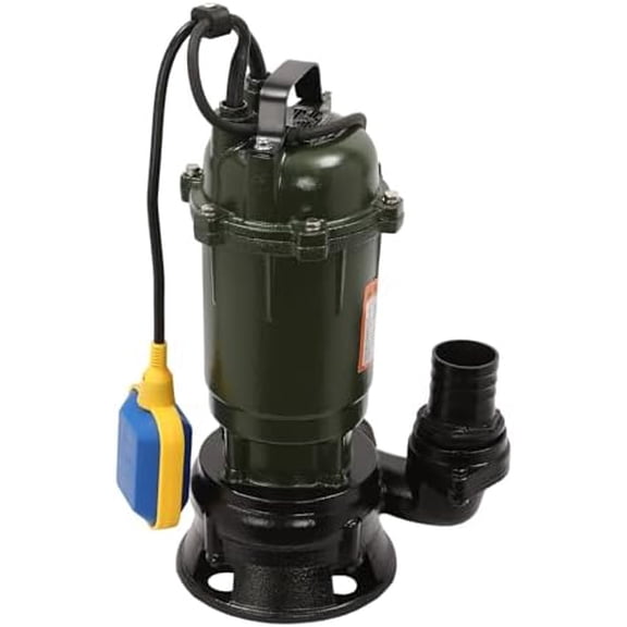 0.5HP Sewage/Effluent Grinder Pump, Submersible Basement Sewer Pump, Sump Ejector Pump, Cast Iron Sump Ejector Pump for Sump Basin, Basement, Residential Sewage, with 10ft Cable