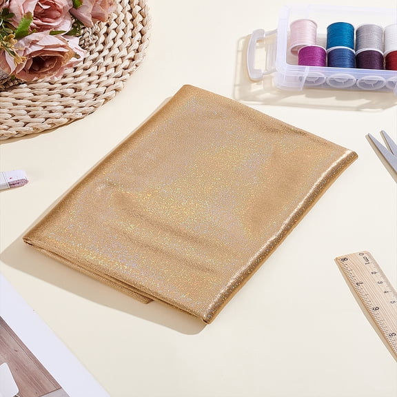 0.5M 150x0.03cm Glass Hologram Fabric Polyester Bronzing Soft Shiny Stretch Metallic Luster Rib Knit Fabric Dancing Dress Costume Wedding