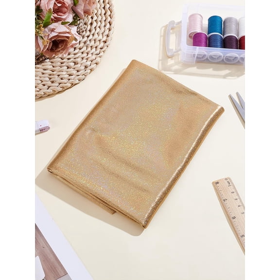 0.5M 150x0.03cm Glass Hologram Fabric Polyester Bronzing Soft Shiny Stretch Metallic Luster Rib Knit Fabric