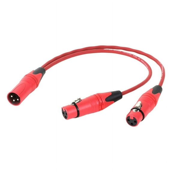0.5M Red 3Pin XLR 1 Male to 2 Female Audio Extension Cable Microphone Y Splitter Audio Cord Line for Mixer Mic