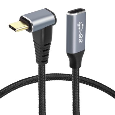 20Gbps USB C 3.2 Extension Cable,16.5FT 90 Degree USBC 3.2 Gen2 Type-c Male To Female Extender