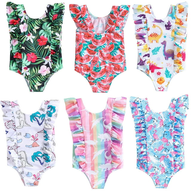 05Y Baby Girl Swimsuit Cute One Piece Bathing Suit with Sun Protection