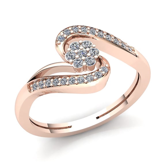 0.5carat Round Cut Diamond Ladies Bridal Flower Engagement Fancy Ring Solid 18K Rose, White or Yellow Gold H SI2