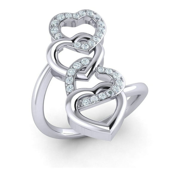 0.5carat Round Cut Diamond Prong Intertwined Interlinked Hearts Fancy Ring Bridal Anniversary Wedding Band Solid 10K Gold JK I1