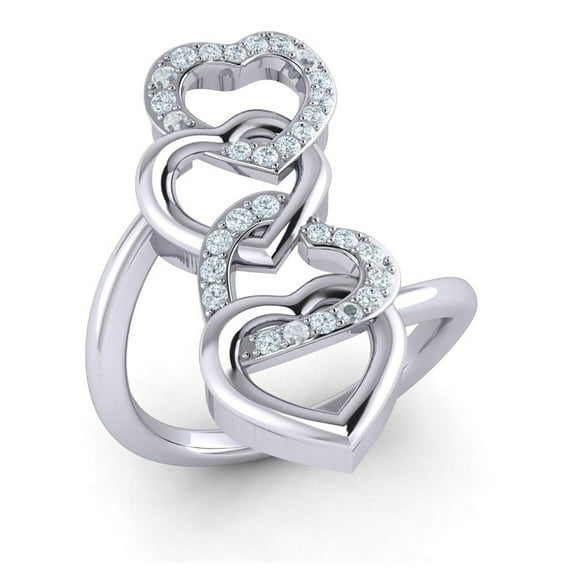 0.5carat Round Cut Diamond Prong Intertwined Interlinked Hearts Fancy Ring Bridal Anniversary Wedding Band Solid 10K Gold JK I1