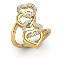 0.5carat Round Cut Diamond Prong Intertwined Interlinked Hearts Fancy Ring Bridal Anniversary Wedding Band Solid 10K Gold JK I1