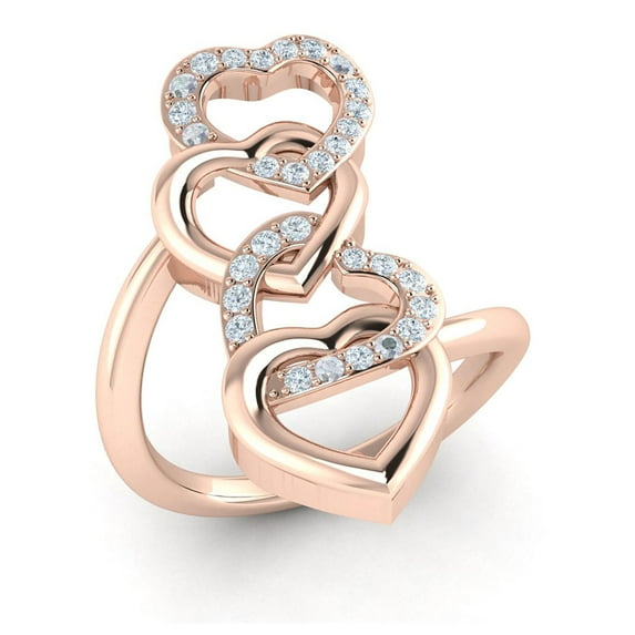 0.5carat Round Cut Diamond Prong Intertwined Interlinked Hearts Fancy Ring Bridal Anniversary Wedding Band Solid 10K Gold JK I1