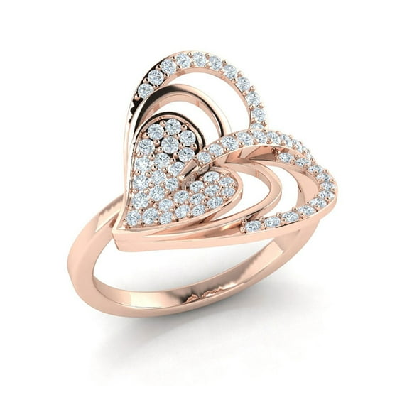 0.5carat Round Cut Diamond Prong Women's Heart Bridal Engagement Ring Solid 10K Gold GH I1-I2