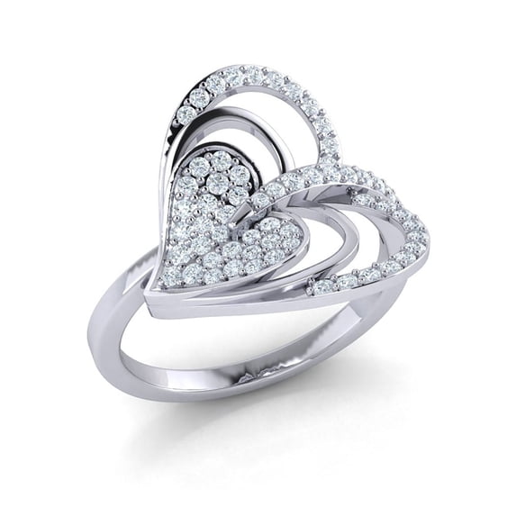 0.5carat Round Cut Diamond Prong Women's Heart Bridal Engagement Ring Solid 10K Gold GH I1-I2