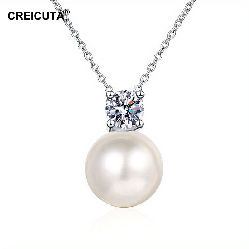 0.5ct Moissanite & Pearl Necklace - Elegant Unisex Jewelry, Perfect ...
