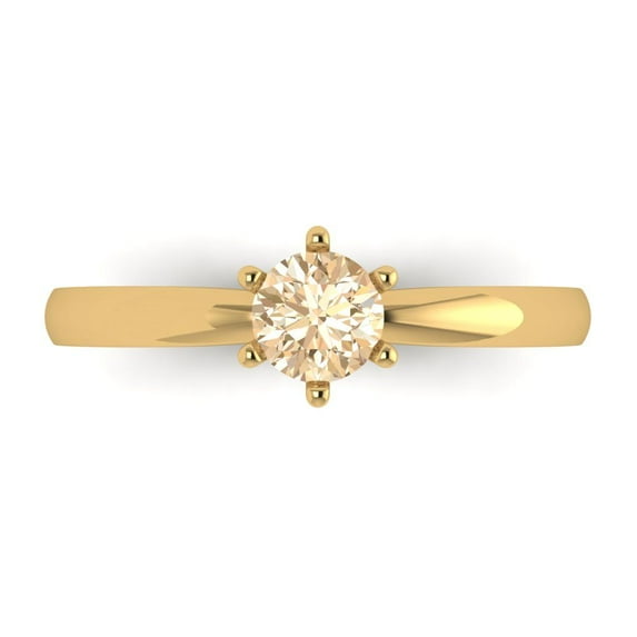 0.5 ct Round Cut Natural Morganite Solitaire Engagement Ring for Women in 18K Yellow Gold