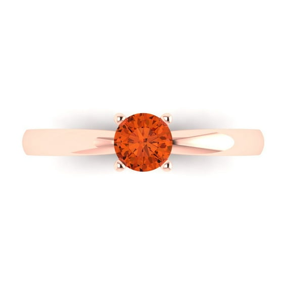 Clara Pucci 14K Rose Gold 0.5ct Red Solitaire Ring for Women