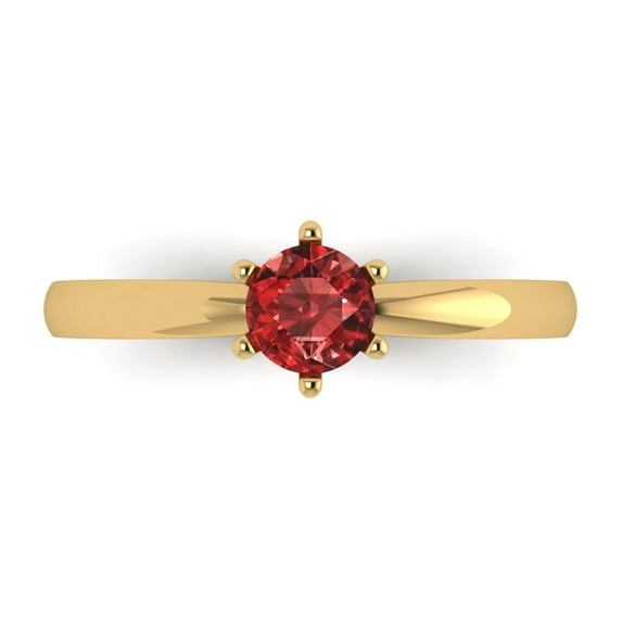 0.5 ct Round Cut Natural Garnet Solitaire Engagement Ring for Women in 18K Yellow Gold