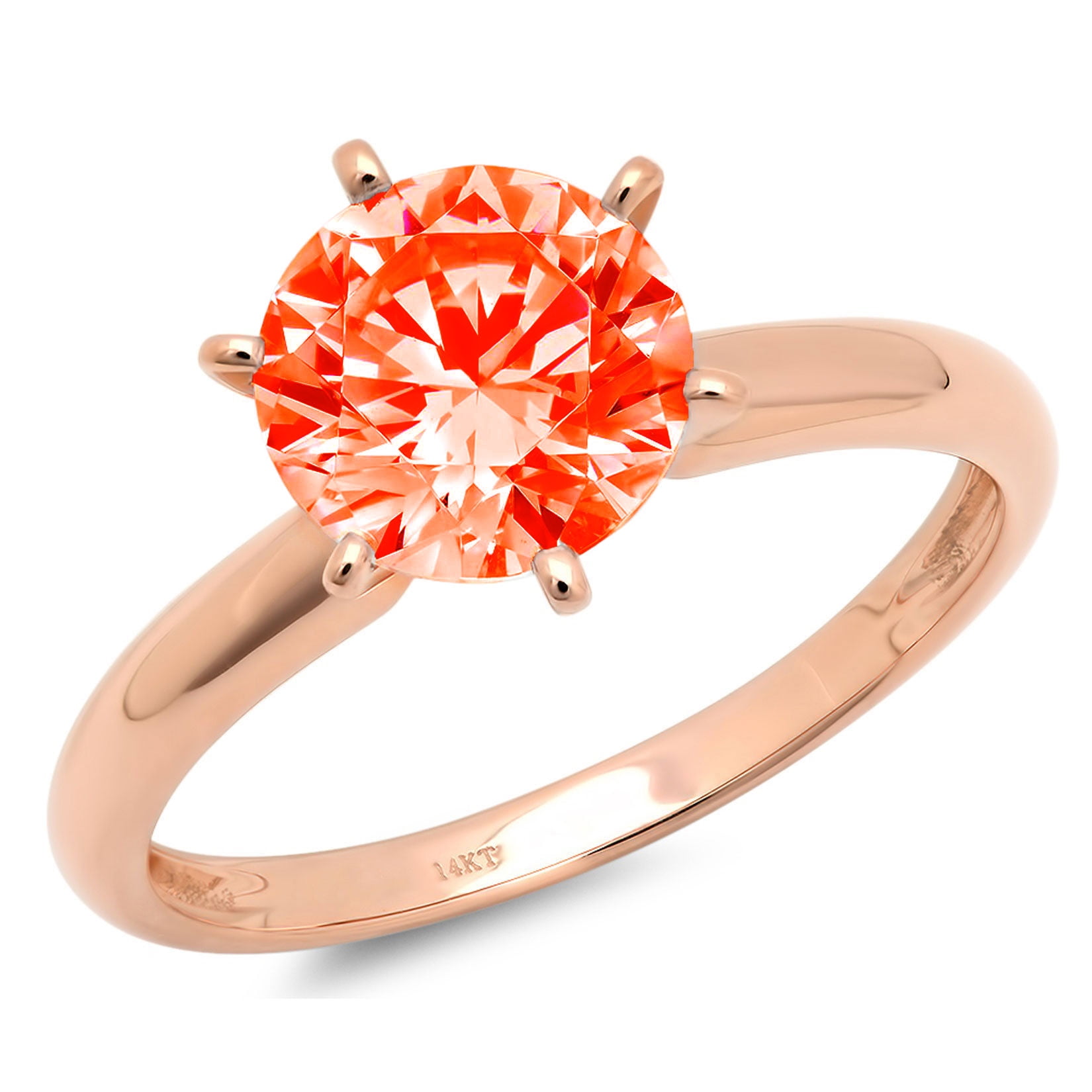 0.5ct Round Cut Red Simulated Diamond 18k Pink Rose Gold Engraving  Statement Anniversary Engagement Wedding Solitaire Ring Size 10 -  Walmart.com