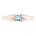 thumbnail image 1 of 0.5 ctw Solitaire Anniversary Ring for Women | Princess Cut Natural Sky Blue Topaz | Hyperallergenic Solid 14K Rose Gold, 1 of 5