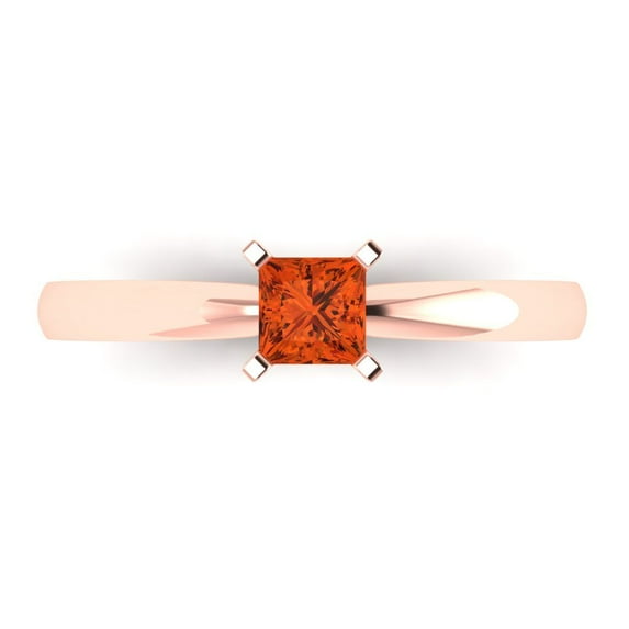 0.5 ctw Solitaire Anniversary Ring for Women | Princess Cut Simulated Red Diamond | Hyperallergenic Solid 18K Rose Gold