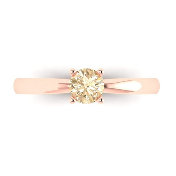 Clara Pucci 14K Rose Gold Solid Gold Morganite Solitaire Anniversary Ring for Women - 0.5 cttw Round Cut