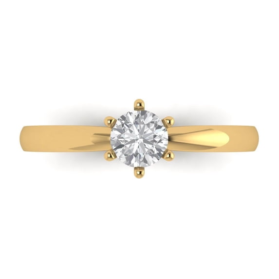 Clara Pucci 14K Yellow Gold Solid Gold Moissanite Solitaire Anniversary Ring for Women - 0.5 cttw Round Cut